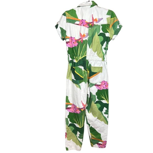 Farm Rio white Tropicalistic denim Jumpsuit size XS - Picture 7 of 9